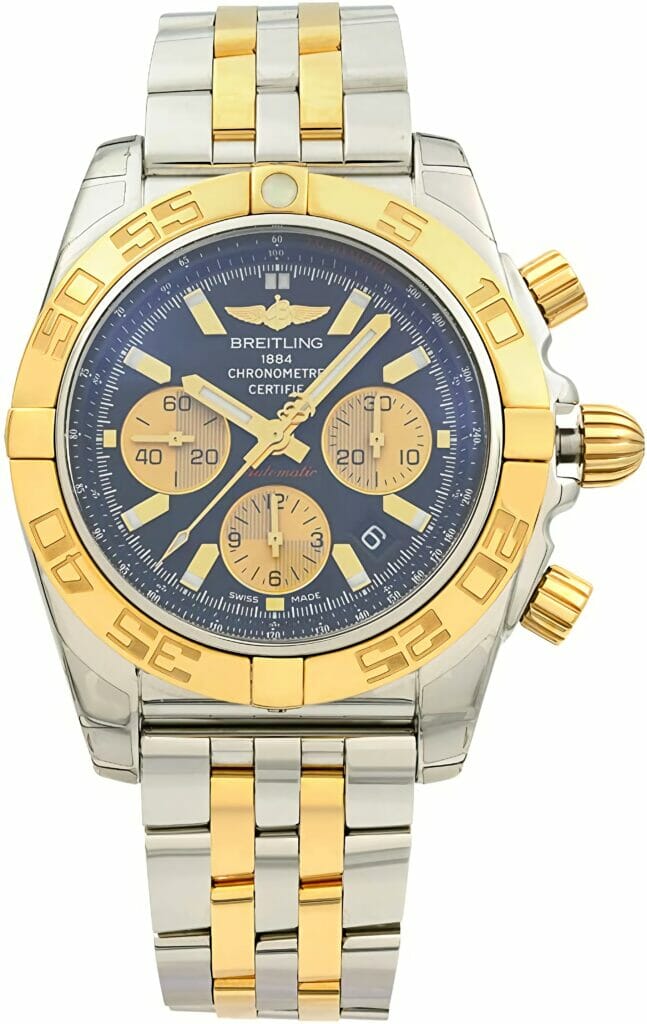 Breitling Chronomat 44 Black Dial Solid 18k Rose Gold / Steel Men's Watch CB0110121B1C1