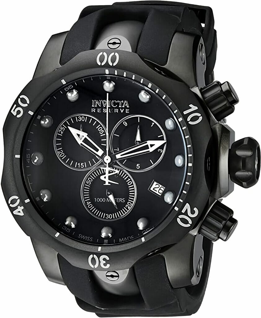 Invicta Men's INVICTA-6051 Venom Reserve Black Stainless Steel Watch with Polyurethane Band