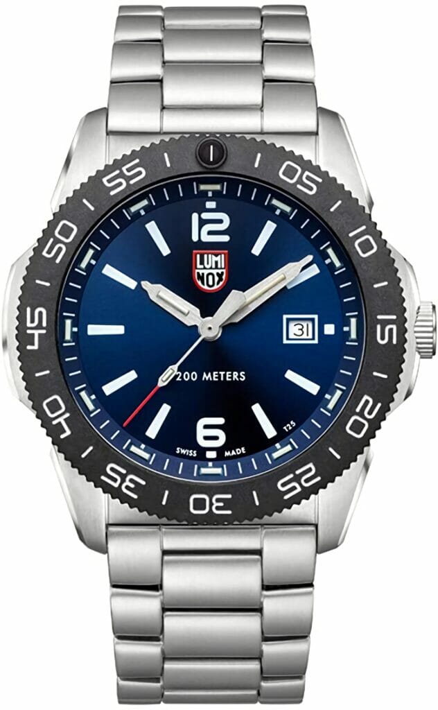 Luminox Men's Navy Seal Pacific Diver 3120 Series Silver Stainless Steel Oyster Band Blue Dial Quartz Analog Watch